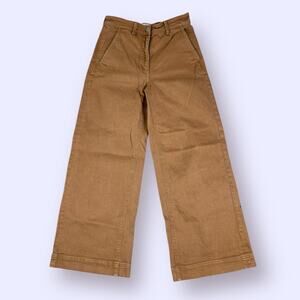 Everlane Cropped Wide Leg Pants Size 2 Brown Women Casual Cotton Stretch